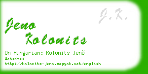 jeno kolonits business card
