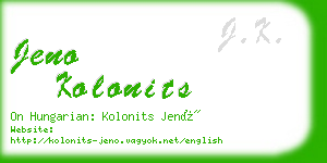 jeno kolonits business card